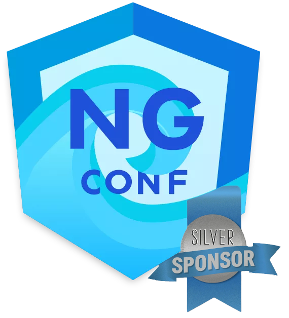 ng-conf logo with silver sponsor ribbon